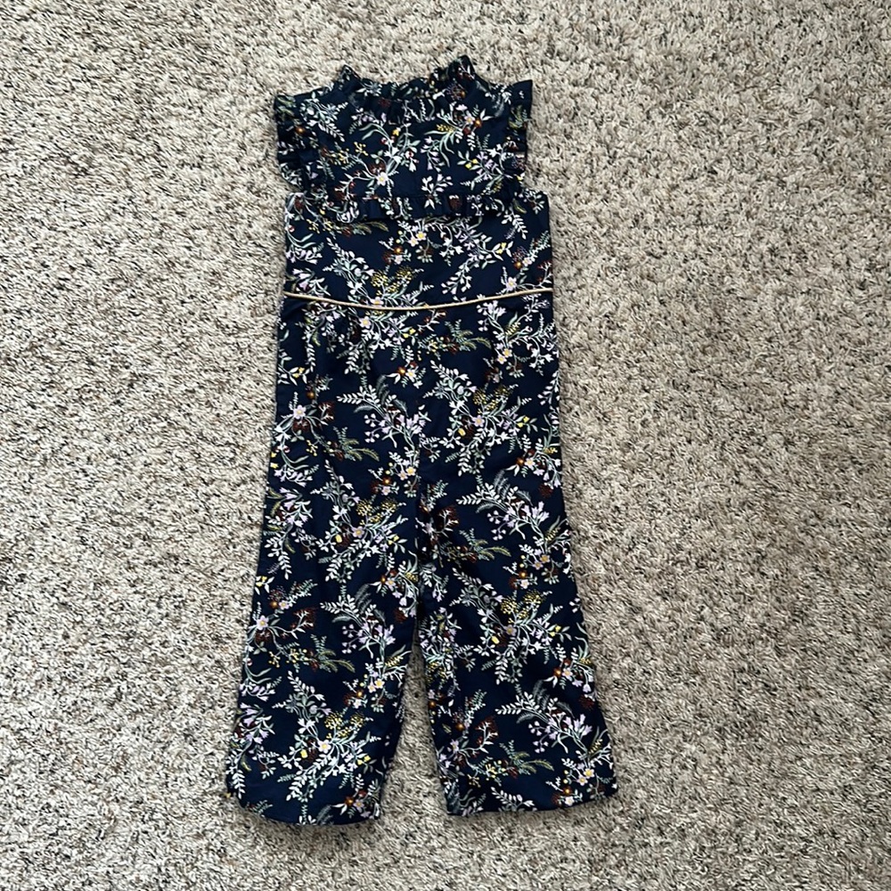 Janie and Jack Floral Ruffle Trim Jumpsuit size 2T